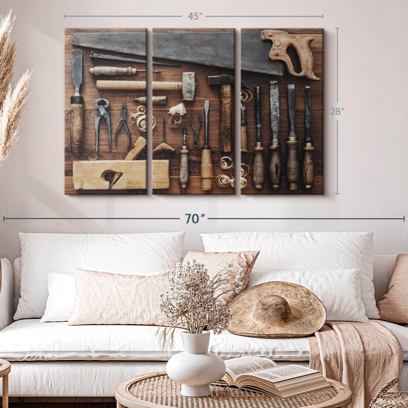 " Old Carpentry Tools " on, 28" H x 45" W