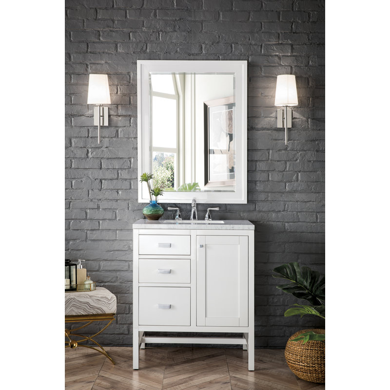 Addison 30'' W Single Vanity, Carrara White, Glossy White, 8" Widespread