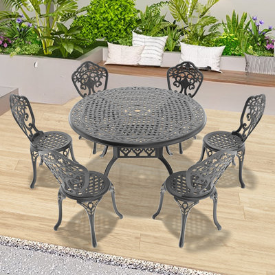 Ensemble de 7 pièces de mobilier de salle à manger en fonte d'aluminium toutes saisons