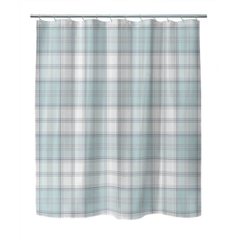 Bully Plaid Ultra-Thin Lightweight Shower Curtain, Blue Plaid