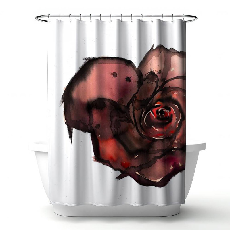 Floral – Polyester Shower Curtain, Dye Sublimation Print, 71" W × 74" L
