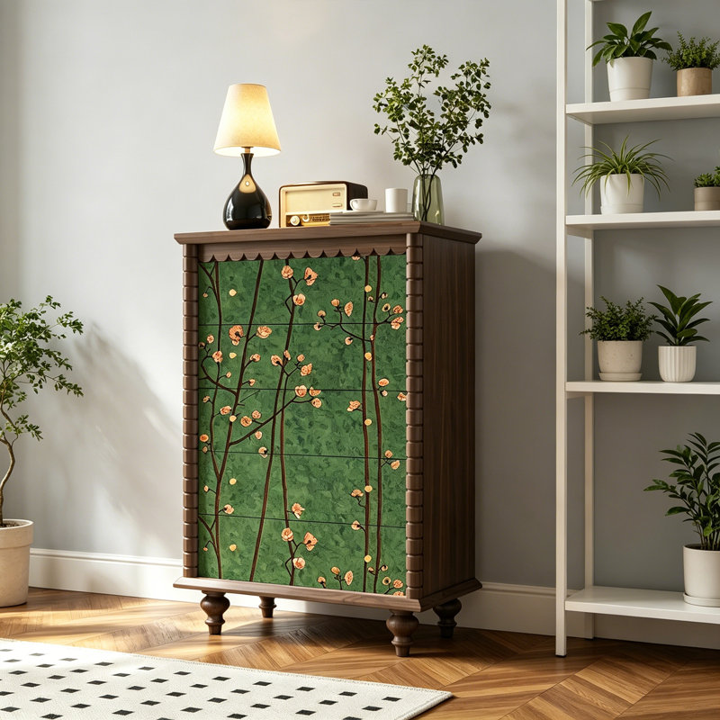 Commode 5 tiroirs Vintage, Noyer