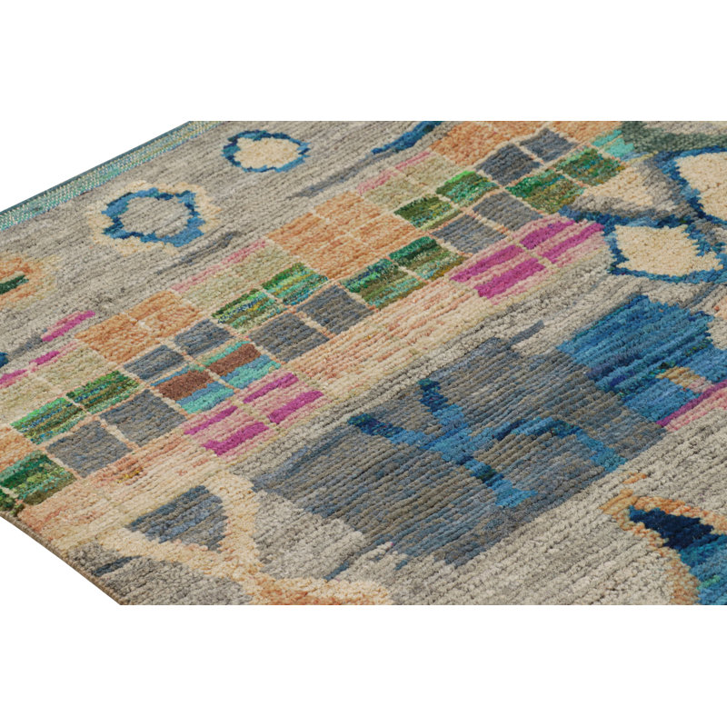 Moroccan Hand Knotted Silk Geometric Area Rug, Rectangle 8' x 10'