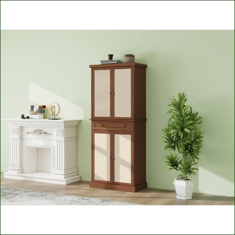 Armoire de rangement avec 4 portes, 1 tiroir et Tablettes réglables | Panneau de particules et panneau de fibres à densité moyenne