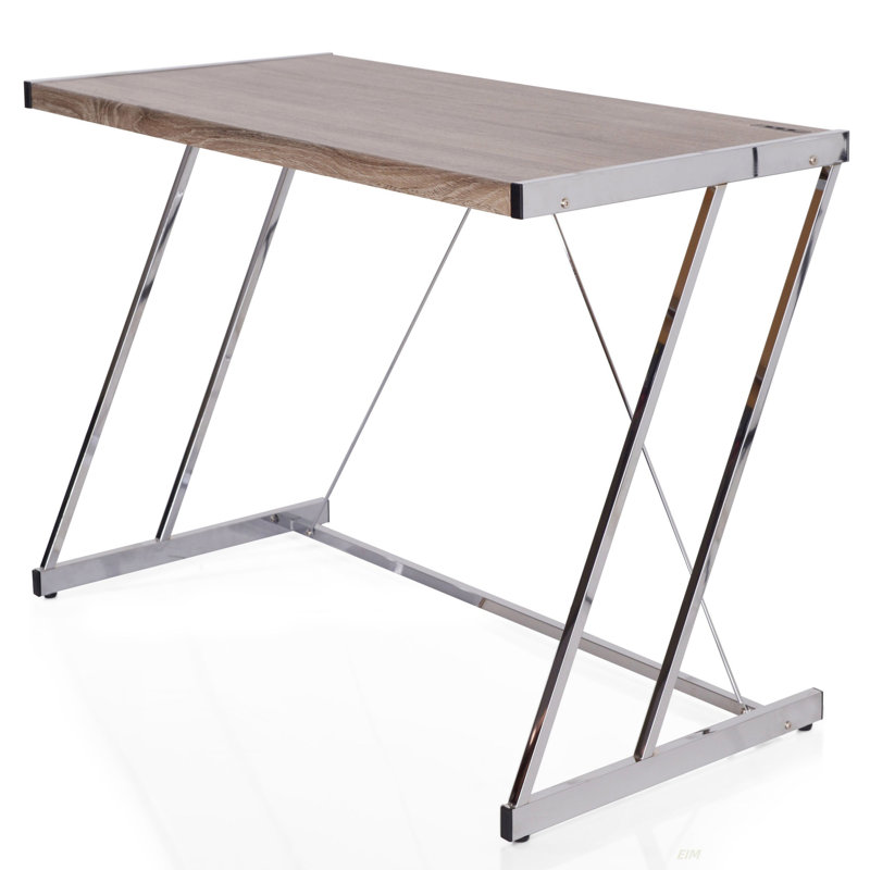 Esplanade Metal Base Writing Desk, Brown/Silver, 31.96" H x 46.96" W x 24.03" D