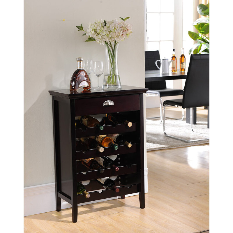Jonnie Wood Buffet 16 Bottle Wine Rack Cabinet with Drawer