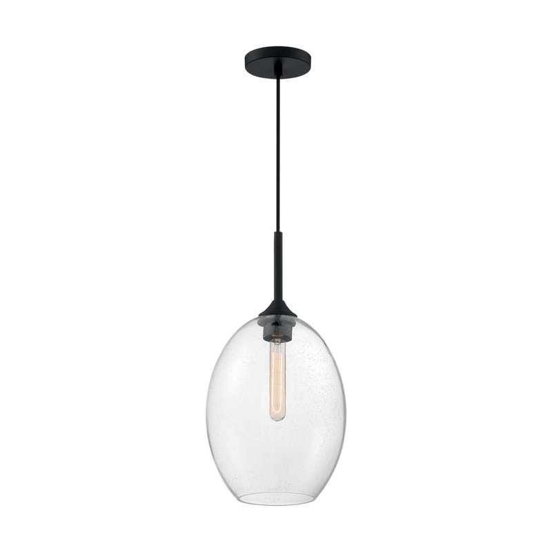 Luminaire suspendu à 1 lumière Paule, Noir mat, H 19,13 po x l 9,63 po x P 9,63 po