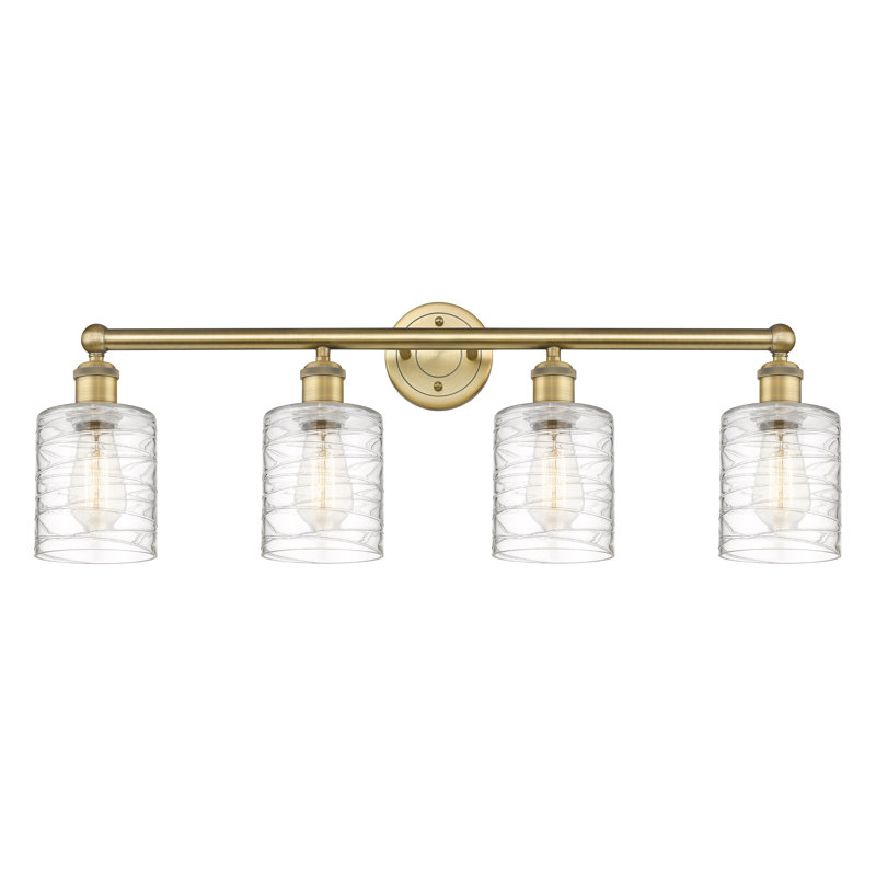 Karon 4 - Light Dimmable Vanity Light, Deco Swirl, Brushed Brass
