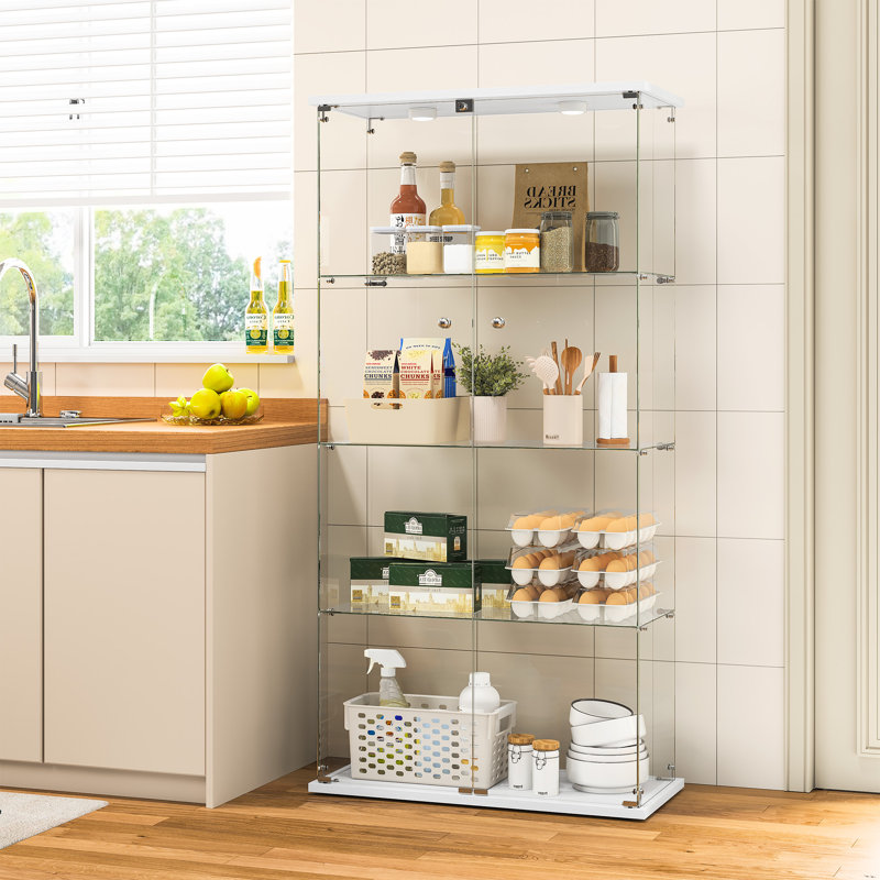Vitrine en verre avec lumière Joselene, Blanc