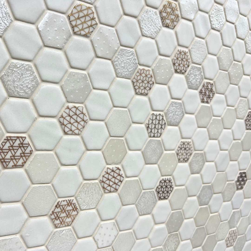 Eterna Hex 12" x 12" Recycled Glass Shiny Mosaic
