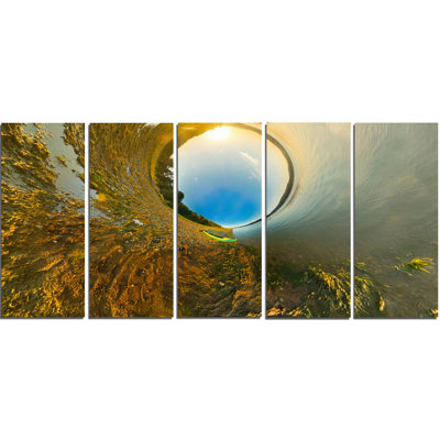 Kayak in River Little Planet Graphic Art Print MultiPiece Image on Canvas