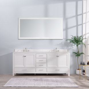 Base de meuble-lavabo double 84 po seulement en blanc