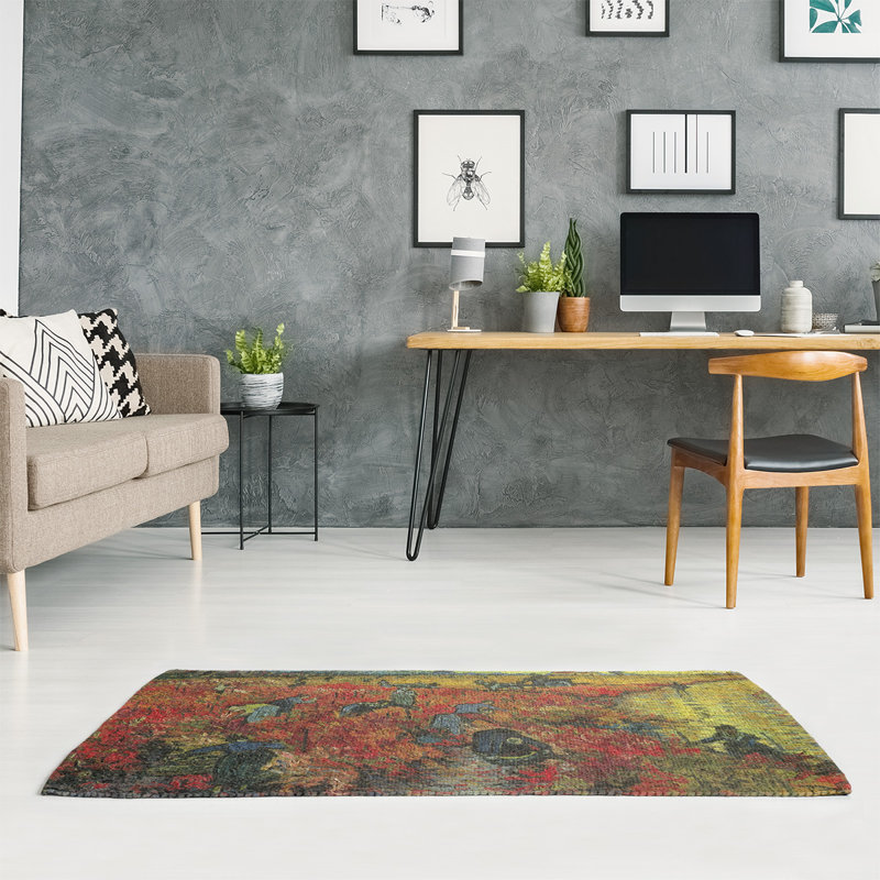 Tapis de la zone rouge/jaune vineyard, Rectangle 2 pi x 3 pi