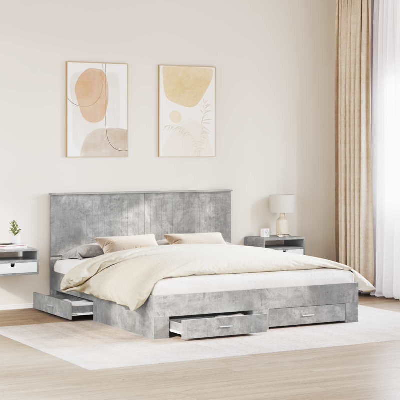 Bed Frame, 180 x 200cm, Concrete Grey