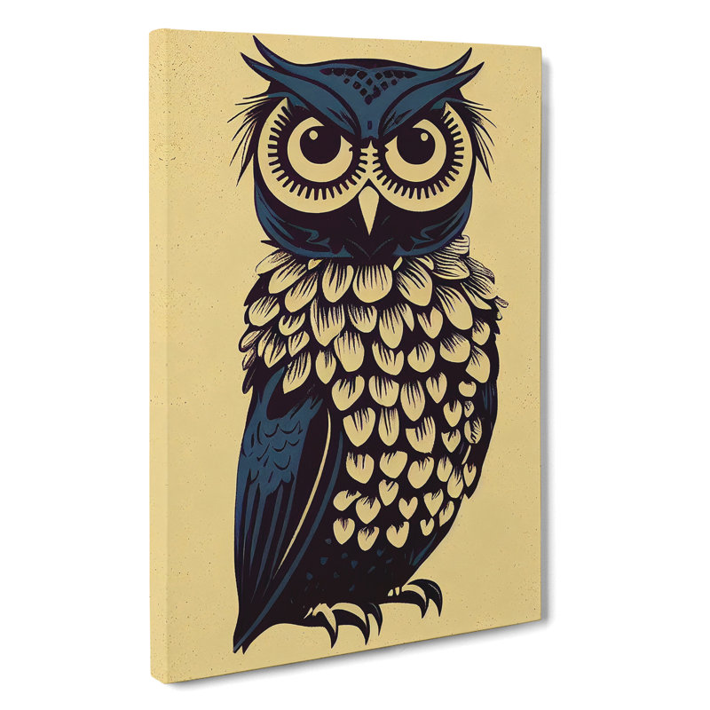 Antique Owl Art No.2 - Wrapped Canvas, 50cm H x 35cm W x 3cm D