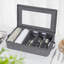 Coffret de rangement pour ustensiles de coutellerie, coffre de rangement pour couverts avec séparateurs réglables, porte-couverts avec couvercle à fermeture à glissière, gris