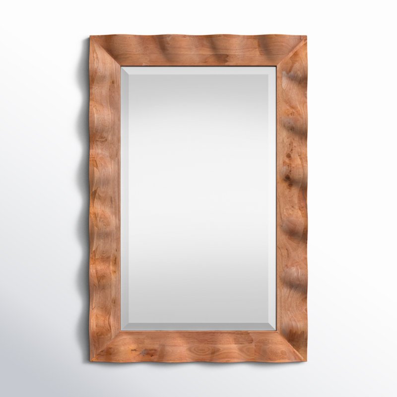 Shaya Rectangle Solid Wood Beveled Mirror, Brown