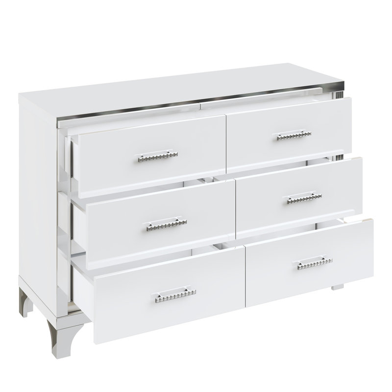 Commode élégante avec poignée en métal, Blanc
