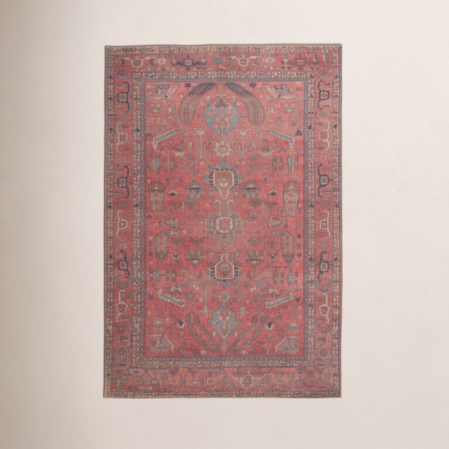 Brixey Red Washable Oriental Rug, Rectangle 6' x 9'