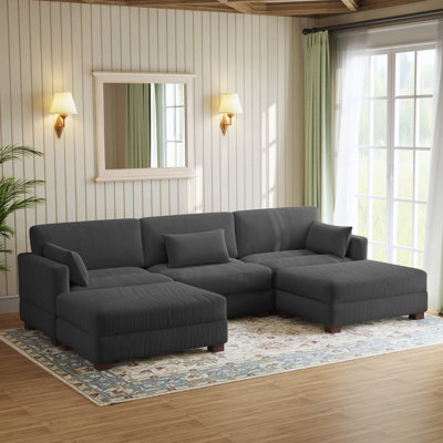 Canapé modulaire en velours côtelé Maelina 
