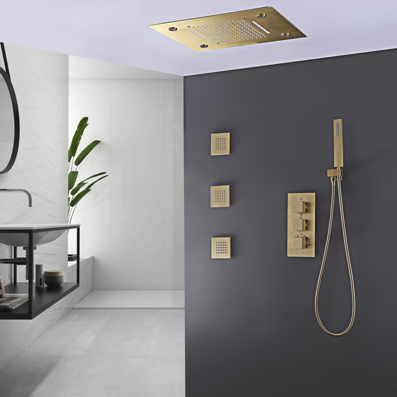 All-In-One Kit with Rough in-Valve, Brushed Gold