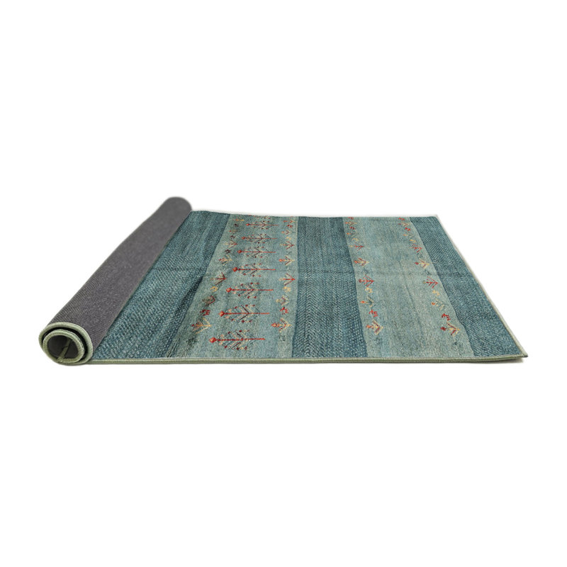 Tapis contemporain gris / bleu clair, Rond 6 pi