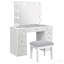 Coiffeuse blanche avec miroir et tabouret