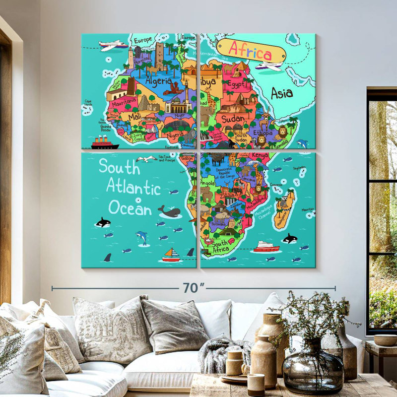 Carte de touriste d'Alazia en Afrique, H 57 po x l 57 po