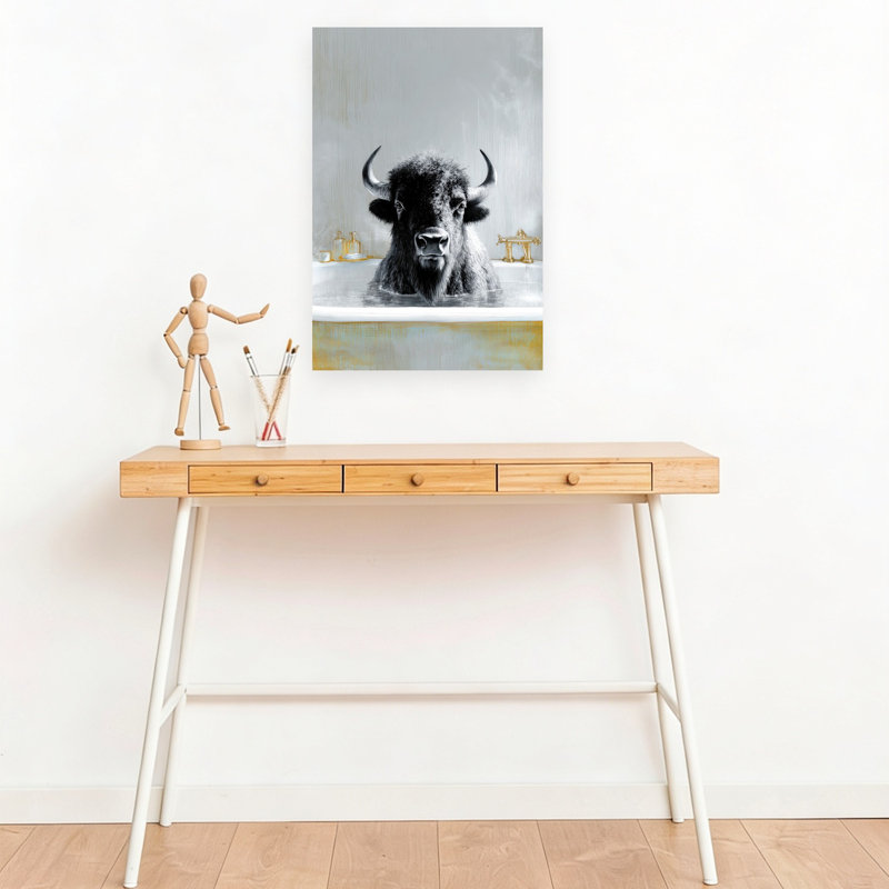 Bison Bath Time, 18" H x 12" W