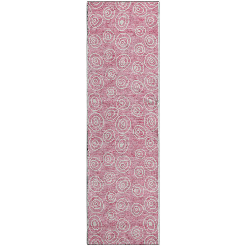Premium Machine Washable Prisco Pink Rug, Runner 2'3" x 7'6"