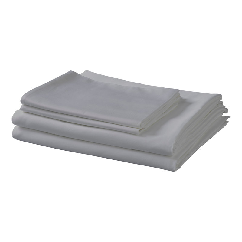 Draps en rayonne de bambou doux et lisses, Blanc / Anthracite, Ensemble de draps pour taille de lit simple TG ave