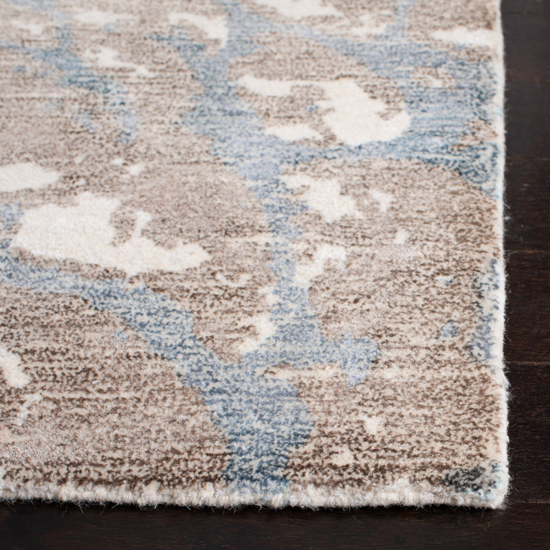 Dillwyn Hand Tufted Wool/Viscose Pile Abstract Rug in Gray/Beige, Rectangle 3' x 5'