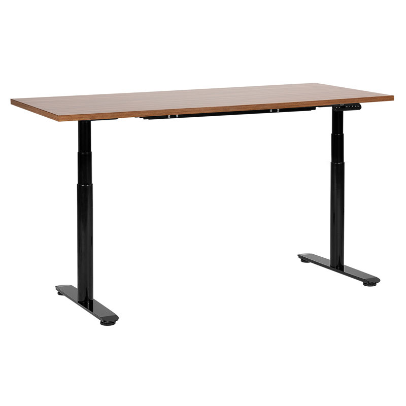 Ashrita Adjustable Height Steel Standing Desk, 119cm H x 160cm W x 72cm D, Black, Brown