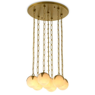 CDJ Chandelier Alesa antique brass finish alabaster