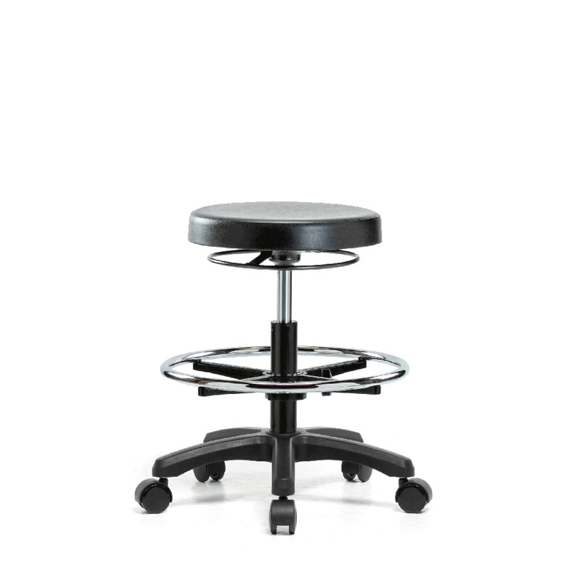 PERCH Heavy Duty Work Stool with Foot Ring | Medium Bench Height 18.5-26.25"