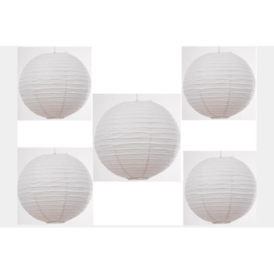 30cm H Paper Round Pendant Shade ( Clip On ) in White