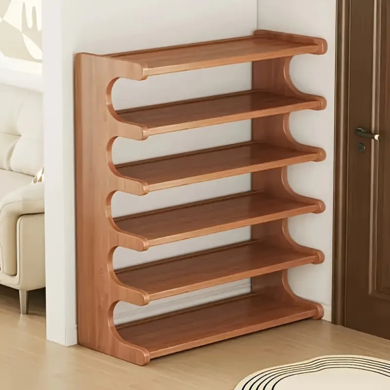 Range-chaussures en grain de bois, organisateur de rangement multicouche avec compartiments indépendants, conception peu encombrante pour vestibule, garde-robe et vestibule