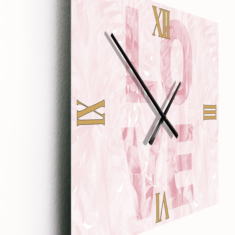 Horloge murale rose pastel Love - Shabby Elegance, Très grand