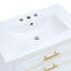 Meuble-lavabo moderne de 30 pouces avec rangement ouvert et deux tiroirs, accents dorés pour un style luxueux