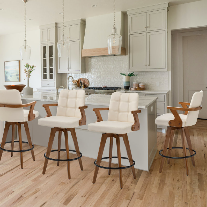 Howley 68.1cm Swivel Bar Stool, Beige