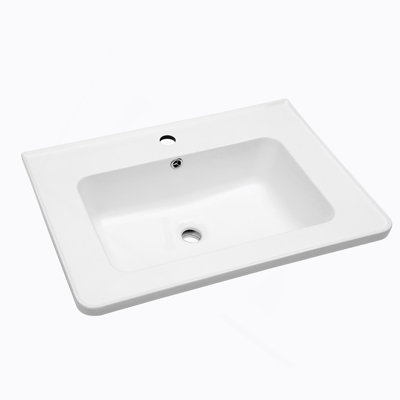 28" X 19" White Rectangular Single Vanity Top With 1 Faucet Hole And Overflow(Sink Only)