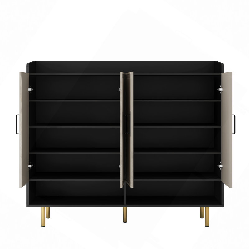 Armoire de rangement pour chaussures, buffet, armoire à chaussures avec 4 portes et grande armoire de rangement moderne pour chaussures avec tablettes réglables pour vestibule