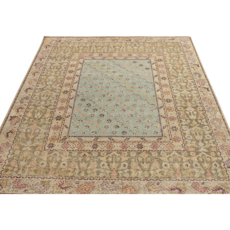 Distressed Homage Hand Knotted Wool Floral Area Rug, Rectangle 12' x 18'