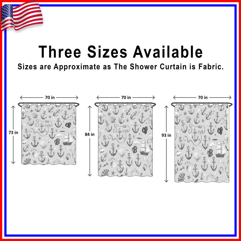 Rideaux de douche Nautical Anchor Shells, L 70 po x H 84 po
