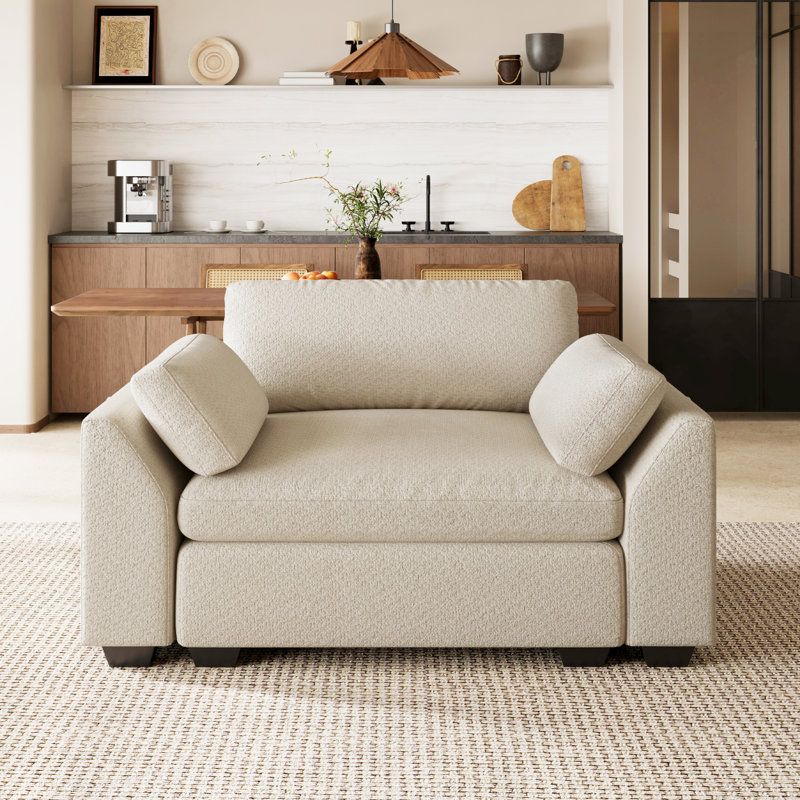 Canapé une place imperméable sur chenilles avec accoudoirs, Beige Chenille