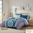 Boho Queen Bedding Sets, Soft Polyester Comforter & Sheet Set, Navy Medallion Design For Bedroom Decor