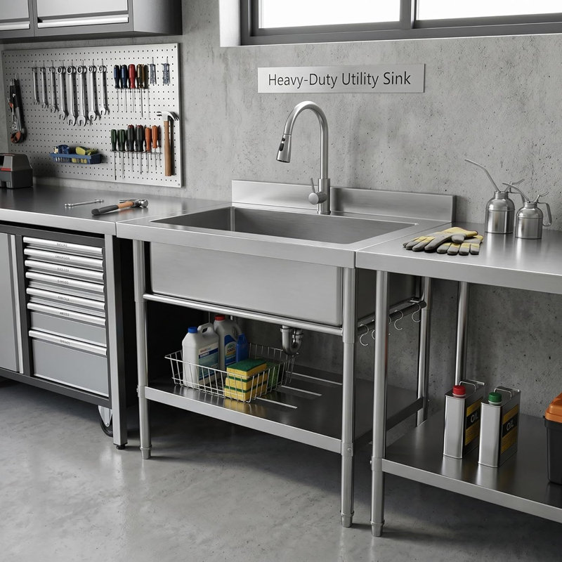 Freestanding Single Bowl Stainless Steel Kitchen Sink