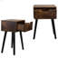 Ensemble de 2 tables d'appoint en bois de style Mid-Century, table de bout avec 1 tiroir de rangement, table de chevet pour le salon de la chambre à coucher