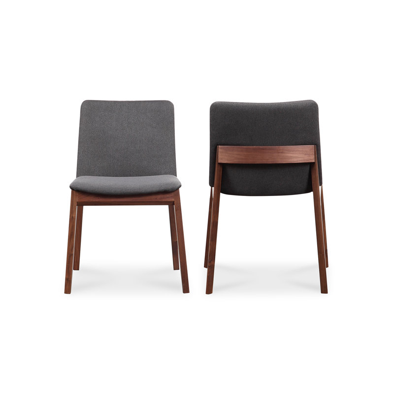 Chaise rembourrée en bois massif Anrey, Gris, Brun