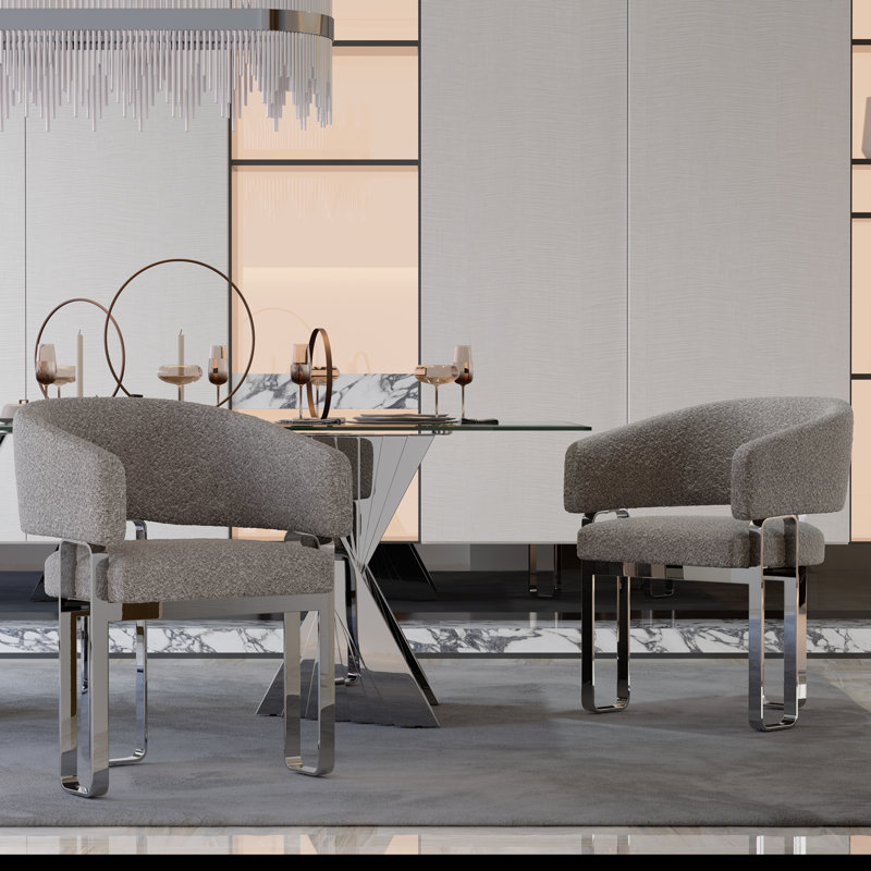 Ensemble de 3 chaises de salle à manger argentées et grises